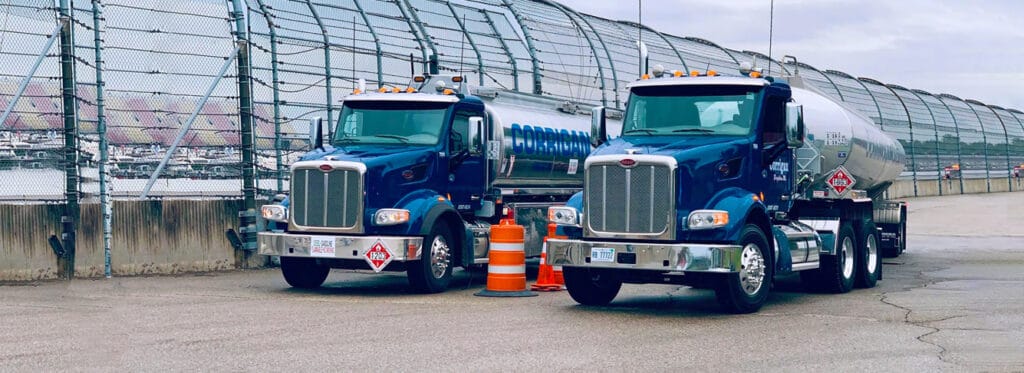 Corrigan Oil race fuel delivery trucks at Michigan International Speedway